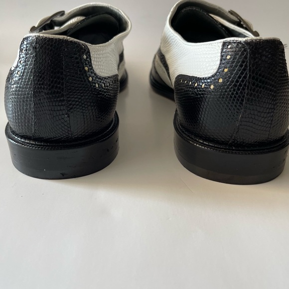 Mens- Belvedere "Pasta" Black / White Genuine Lizard with Monk Strap- size 10.5 - Picture 8 of 10